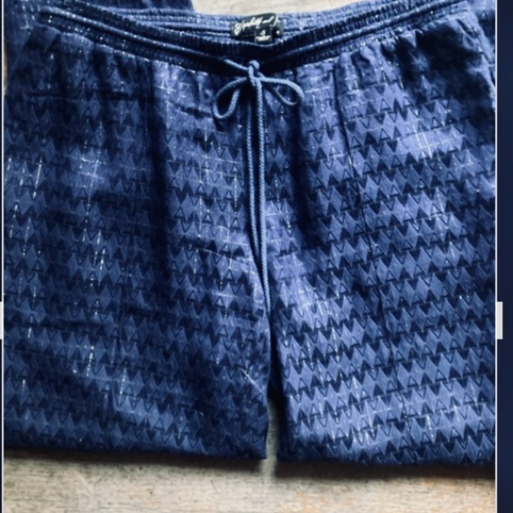 Elizabeth & James Rayon/SILK Blend Navy & Gold Metallic Cropped Pants S - Picture 11 of 15